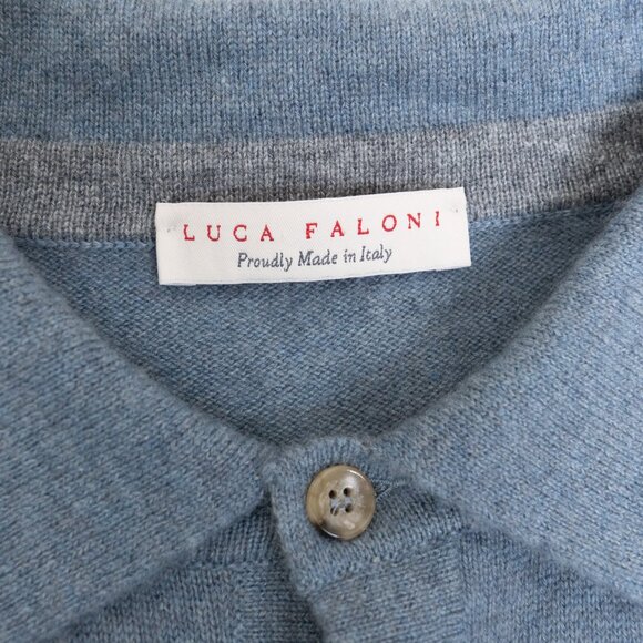 Luca Faloni Cashmere Polo Sweater French Blue XL Made in Italy - Picture 5 of 14